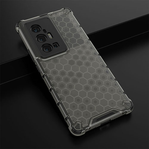 Silicone Transparent Frame Case Cover 360 Degrees AM1 for Vivo X70 Pro+ Plus 5G Black