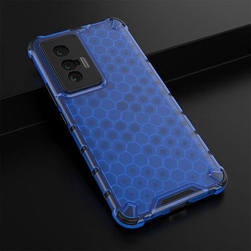 Silicone Transparent Frame Case Cover 360 Degrees AM1 for Vivo X70t Blue