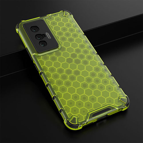 Silicone Transparent Frame Case Cover 360 Degrees AM1 for Vivo X70t Green