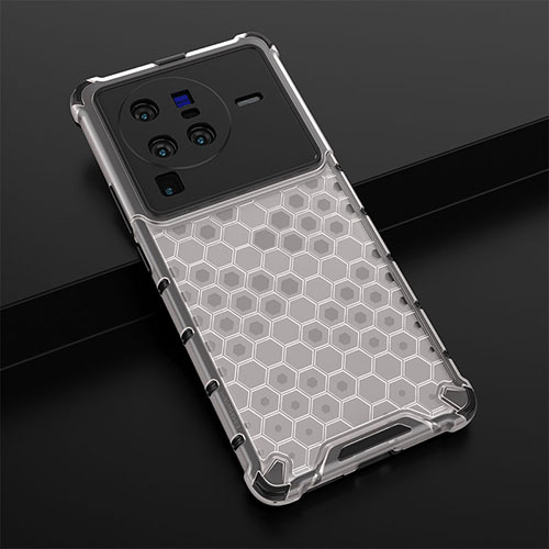 Silicone Transparent Frame Case Cover 360 Degrees AM1 for Vivo X80 Pro 5G White