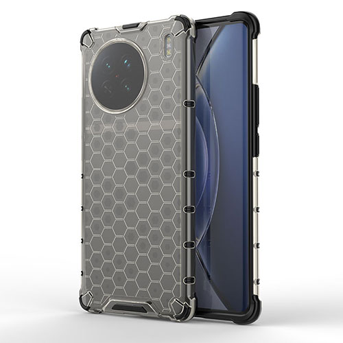 Silicone Transparent Frame Case Cover 360 Degrees AM1 for Vivo X90 5G Black