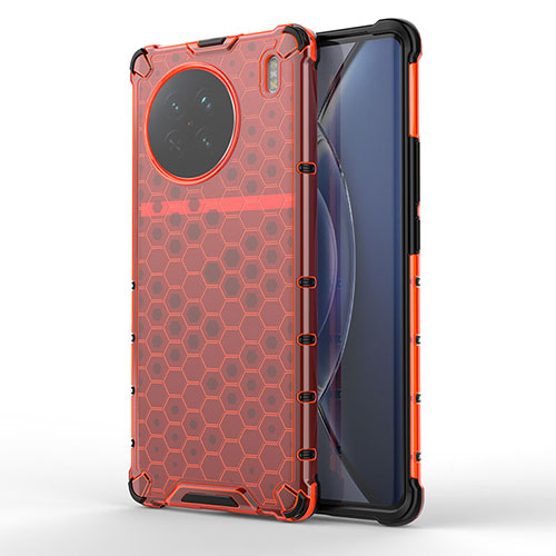 Silicone Transparent Frame Case Cover 360 Degrees AM1 for Vivo X90 5G Red