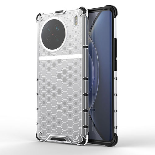 Silicone Transparent Frame Case Cover 360 Degrees AM1 for Vivo X90 5G White