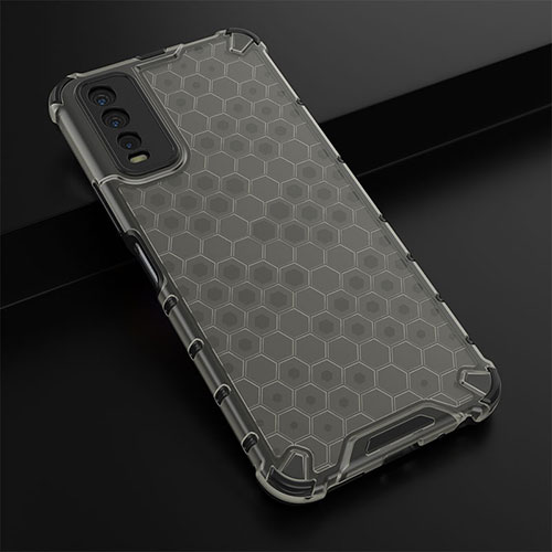 Silicone Transparent Frame Case Cover 360 Degrees AM1 for Vivo Y12A Black