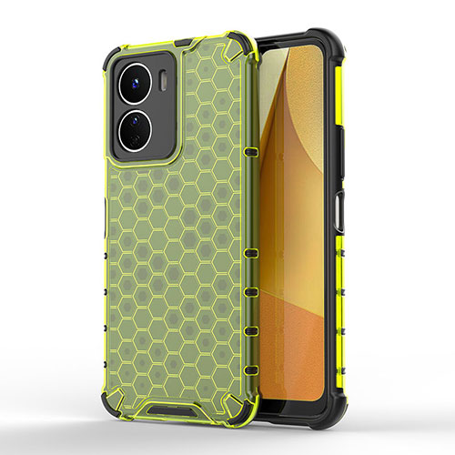 Silicone Transparent Frame Case Cover 360 Degrees AM1 for Vivo Y16 Green