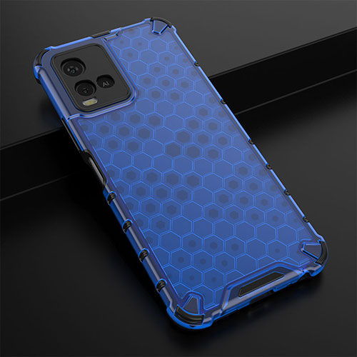 Silicone Transparent Frame Case Cover 360 Degrees AM1 for Vivo Y21a Blue