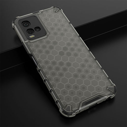 Silicone Transparent Frame Case Cover 360 Degrees AM1 for Vivo Y21G Black