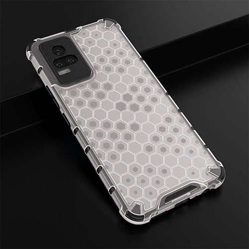 Silicone Transparent Frame Case Cover 360 Degrees AM1 for Vivo Y73 (2021) White