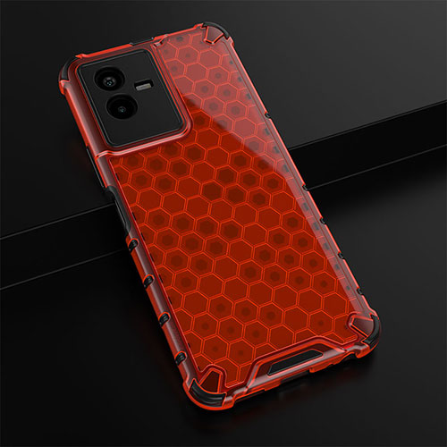 Silicone Transparent Frame Case Cover 360 Degrees AM1 for Vivo Y73t Red