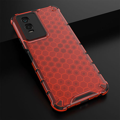 Silicone Transparent Frame Case Cover 360 Degrees AM1 for Vivo Y74s 5G Red