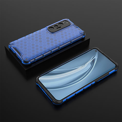 Silicone Transparent Frame Case Cover 360 Degrees AM1 for Xiaomi Mi 10S 5G Blue