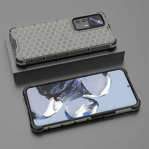 Silicone Transparent Frame Case Cover 360 Degrees AM1 for Xiaomi Mi 12T 5G Black