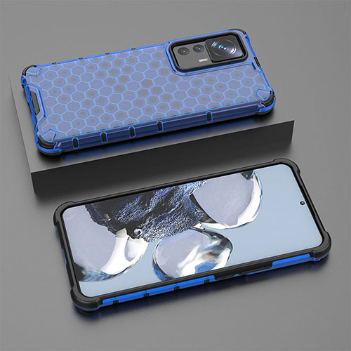 Silicone Transparent Frame Case Cover 360 Degrees AM1 for Xiaomi Mi 12T 5G Blue