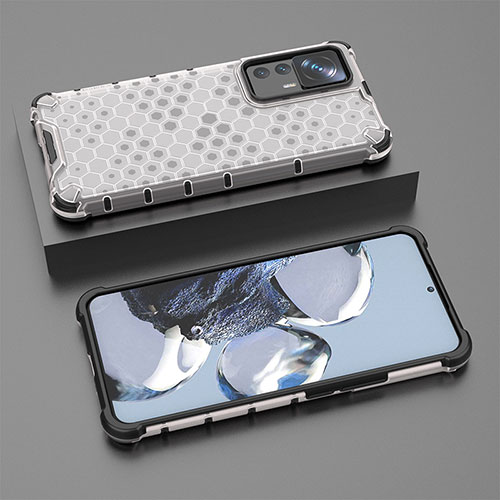 Silicone Transparent Frame Case Cover 360 Degrees AM1 for Xiaomi Mi 12T 5G White