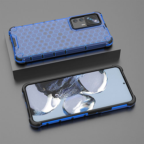Silicone Transparent Frame Case Cover 360 Degrees AM1 for Xiaomi Mi 12T Pro 5G Blue