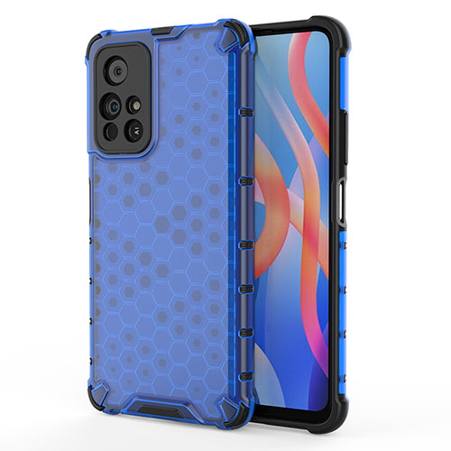 Silicone Transparent Frame Case Cover 360 Degrees AM1 for Xiaomi Poco M4 Pro 5G Blue