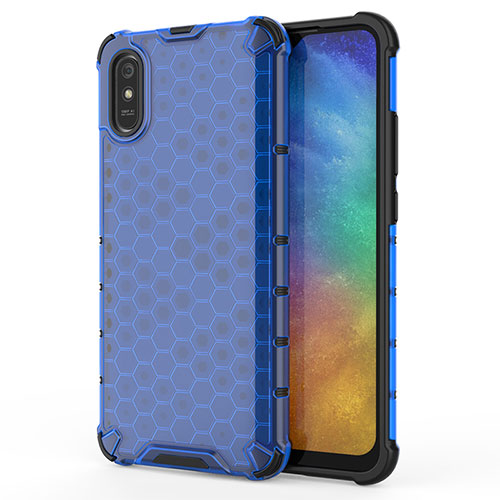 Silicone Transparent Frame Case Cover 360 Degrees AM1 for Xiaomi Redmi 9A Blue