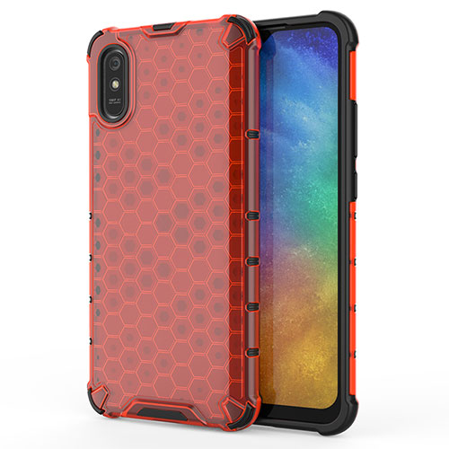 Silicone Transparent Frame Case Cover 360 Degrees AM1 for Xiaomi Redmi 9A Red