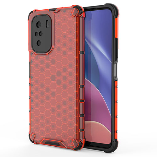 Silicone Transparent Frame Case Cover 360 Degrees AM1 for Xiaomi Redmi K40 Pro+ Plus 5G Red