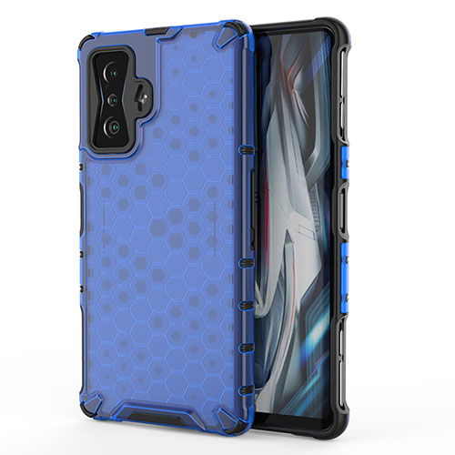 Silicone Transparent Frame Case Cover 360 Degrees AM1 for Xiaomi Redmi K50 Gaming 5G Blue