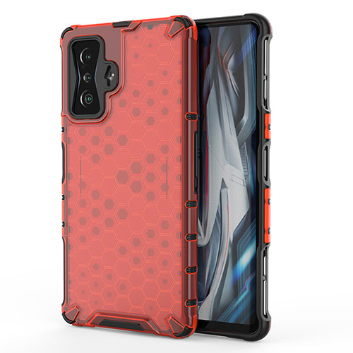 Silicone Transparent Frame Case Cover 360 Degrees AM1 for Xiaomi Redmi K50 Gaming AMG F1 5G Red