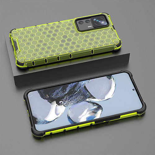 Silicone Transparent Frame Case Cover 360 Degrees AM1 for Xiaomi Redmi K50 Ultra 5G Green