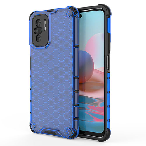 Silicone Transparent Frame Case Cover 360 Degrees AM1 for Xiaomi Redmi Note 10 4G Blue