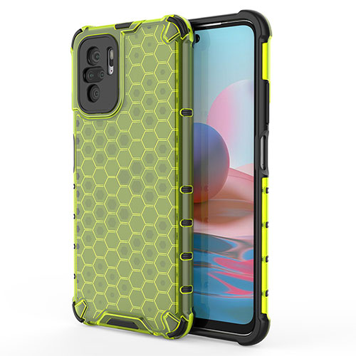 Silicone Transparent Frame Case Cover 360 Degrees AM1 for Xiaomi Redmi Note 10 4G Green