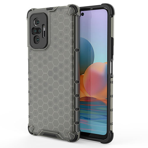 Silicone Transparent Frame Case Cover 360 Degrees AM1 for Xiaomi Redmi Note 10 Pro 4G Black