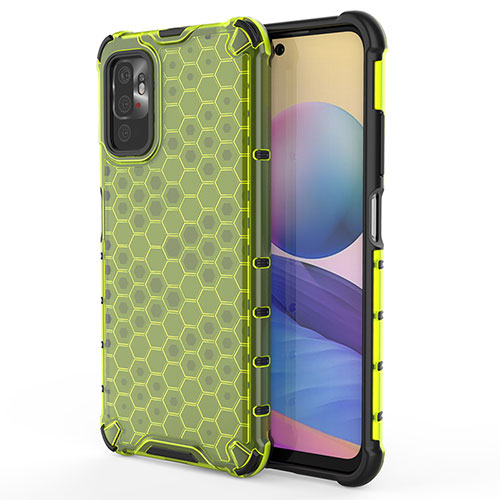 Silicone Transparent Frame Case Cover 360 Degrees AM1 for Xiaomi Redmi Note 10T 5G Green