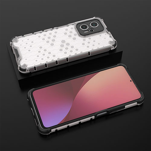 Silicone Transparent Frame Case Cover 360 Degrees AM1 for Xiaomi Redmi Note 11T Pro+ Plus 5G White