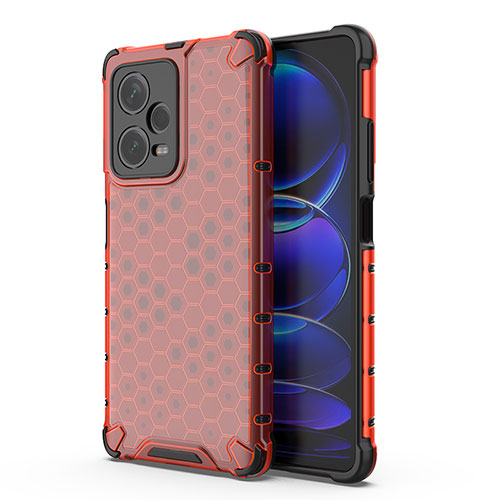 Silicone Transparent Frame Case Cover 360 Degrees AM1 for Xiaomi Redmi Note 12 Pro+ Plus 5G Red