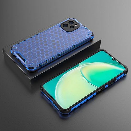 Silicone Transparent Frame Case Cover 360 Degrees AM2 for Huawei Enjoy 50z Blue