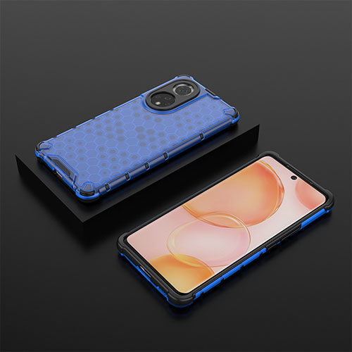 Silicone Transparent Frame Case Cover 360 Degrees AM2 for Huawei Honor 50 5G Blue