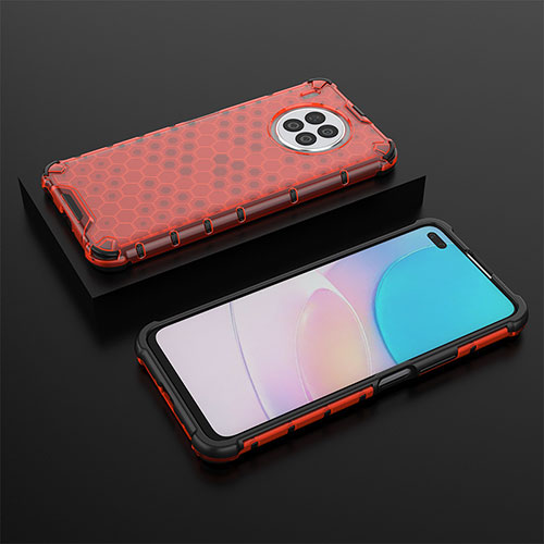 Silicone Transparent Frame Case Cover 360 Degrees AM2 for Huawei Honor 50 Lite Red