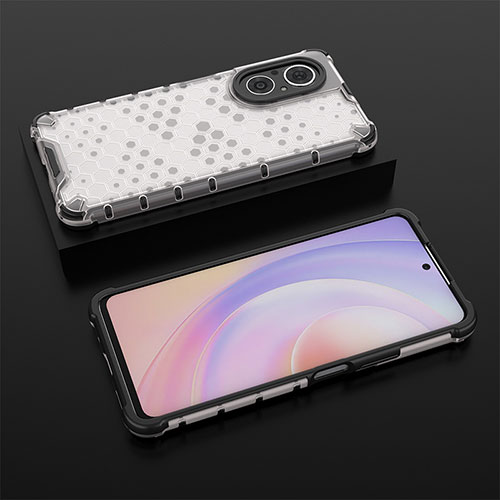 Silicone Transparent Frame Case Cover 360 Degrees AM2 for Huawei Honor 50 SE 5G White