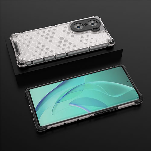 Silicone Transparent Frame Case Cover 360 Degrees AM2 for Huawei Honor 60 5G White