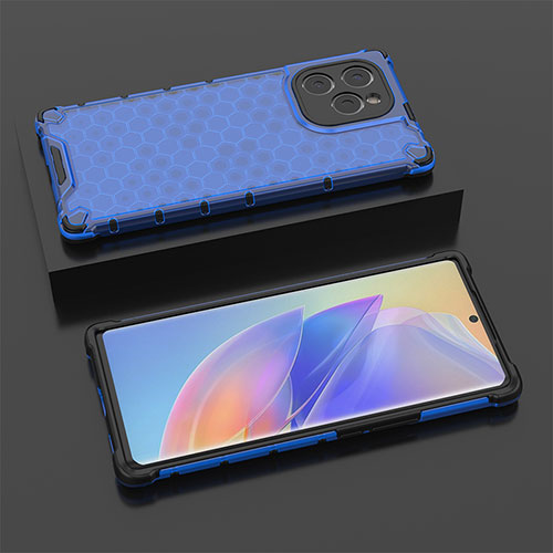 Silicone Transparent Frame Case Cover 360 Degrees AM2 for Huawei Honor 60 SE 5G Blue