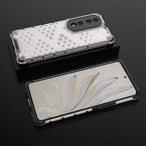 Silicone Transparent Frame Case Cover 360 Degrees AM2 for Huawei Honor 70 Pro 5G White