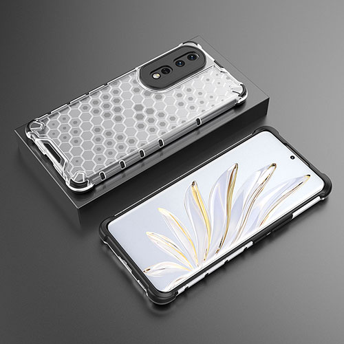 Silicone Transparent Frame Case Cover 360 Degrees AM2 for Huawei Honor 80 Pro 5G White