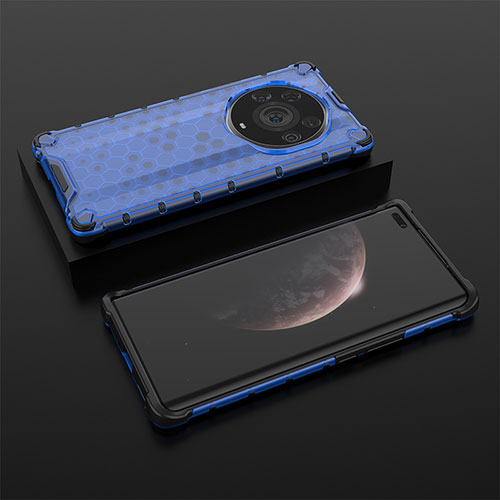 Silicone Transparent Frame Case Cover 360 Degrees AM2 for Huawei Honor Magic3 Pro+ Plus 5G Blue