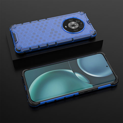 Silicone Transparent Frame Case Cover 360 Degrees AM2 for Huawei Honor Magic4 5G Blue