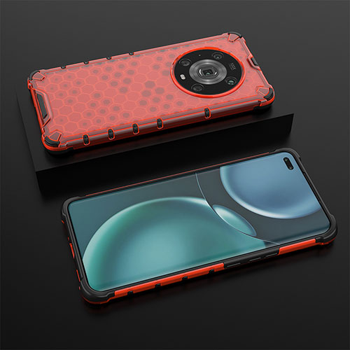 Silicone Transparent Frame Case Cover 360 Degrees AM2 for Huawei Honor Magic4 Pro 5G Red