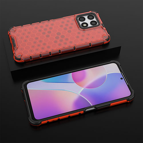 Silicone Transparent Frame Case Cover 360 Degrees AM2 for Huawei Honor X30i Red