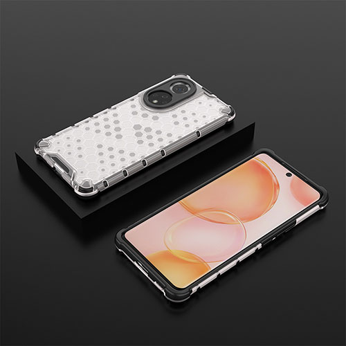 Silicone Transparent Frame Case Cover 360 Degrees AM2 for Huawei Nova 9 White