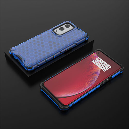 Silicone Transparent Frame Case Cover 360 Degrees AM2 for OnePlus 9 Pro 5G Blue