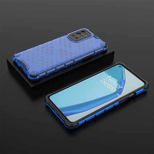 Silicone Transparent Frame Case Cover 360 Degrees AM2 for OnePlus 9R 5G Blue