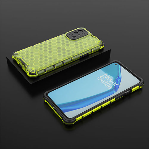 Silicone Transparent Frame Case Cover 360 Degrees AM2 for OnePlus 9R 5G Green