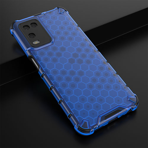 Silicone Transparent Frame Case Cover 360 Degrees AM2 for Oppo A54 4G Blue