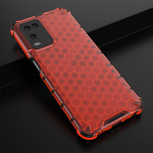 Silicone Transparent Frame Case Cover 360 Degrees AM2 for Oppo A54 4G Red